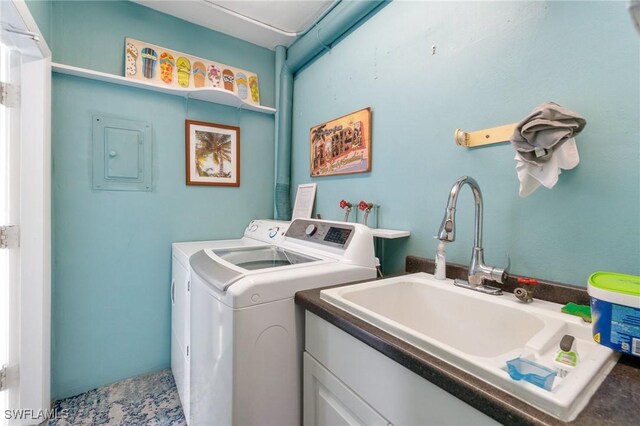 383 Harbour Dr Unit 209, Naples, FL 34103 - laundry room featuring separate washer and dryer and electric panel
