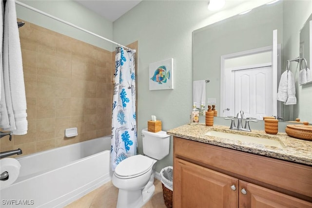 20374 Black Tree Ln, Estero, FL 33928 - full bath featuring vanity, toilet, shower / bath combo, and tile patterned flooring