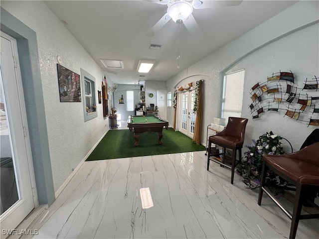 2618 35th Ave NE, Naples, FL 34120 - playroom with billiards, marble finish floor, visible vents, and a textured wall
