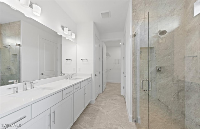 17313 Willow Tree Ln, North Fort Myers, FL 33917 - full bath featuring a stall shower, double vanity, and a spacious closet