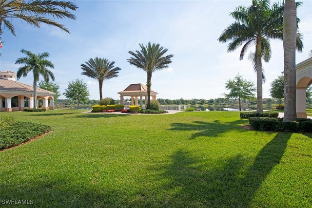 8511 Alessandria Ct, Naples, FL 34114 - view of yard with a gazebo and a water view