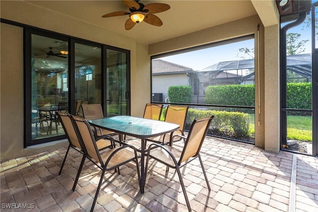 10870 Maitland Way, Fort Myers, FL 33913 - sunroom / solarium featuring ceiling fan and outdoor dining space