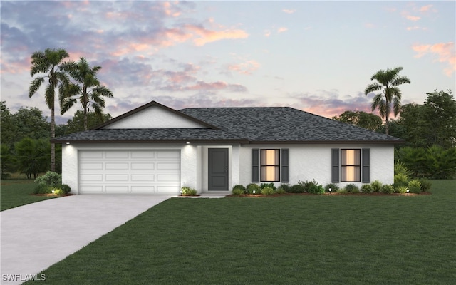 3002 69th St W, Lehigh Acres, FL 33971 - single story home featuring a lawn, driveway, stucco siding, and an attached garage