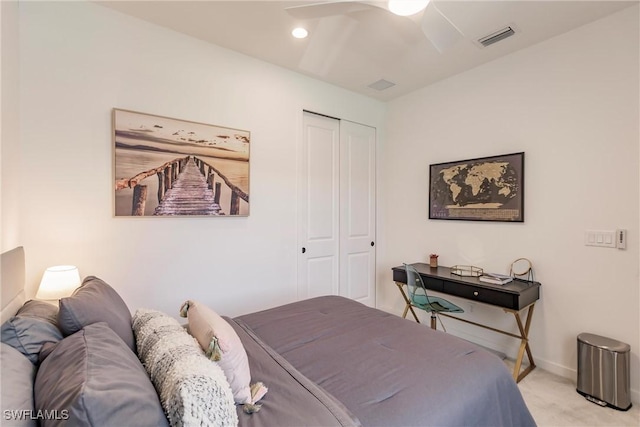 13005 Pembroke Dr, Naples, FL 34105 - carpeted bedroom with recessed lighting, baseboards, a closet, and visible vents