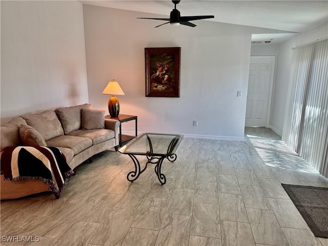 17304 Timber Oak Ln, Fort Myers, FL 33908 - living room featuring baseboards and ceiling fan