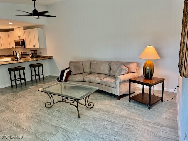 17304 Timber Oak Ln, Fort Myers, FL 33908 - living room with baseboards, recessed lighting, and a ceiling fan