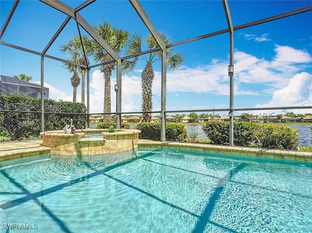 13011 Milford Pl, Fort Myers, FL 33913 - outdoor pool with a water view and a lanai