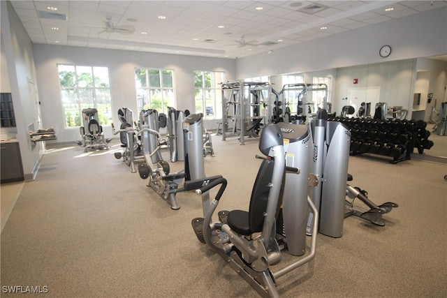 13011 Milford Pl, Fort Myers, FL 33913 - exercise room featuring a drop ceiling