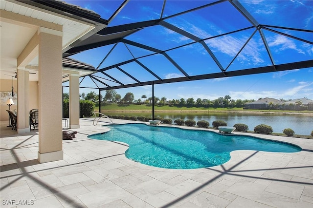 14364 Neptune Ave, Naples, FL 34114 - outdoor pool with a patio, a lanai, and a water view