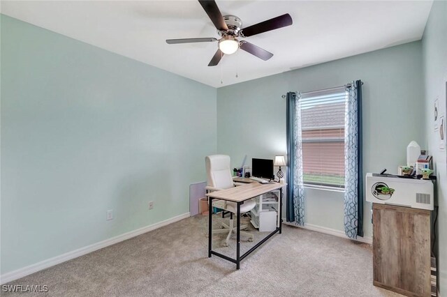 2701 NW Embers Ter, Cape Coral, FL 33993 - office with carpet floors, baseboards, and ceiling fan