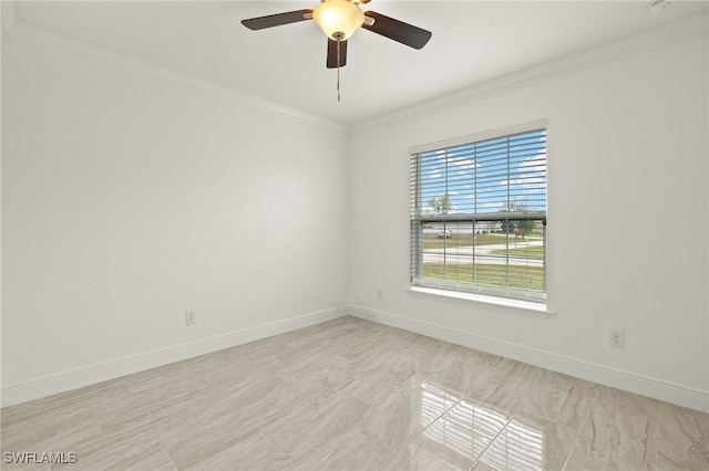 713 NE 31st Ter, Cape Coral, FL 33909 - unfurnished room featuring baseboards, ornamental molding, and a ceiling fan