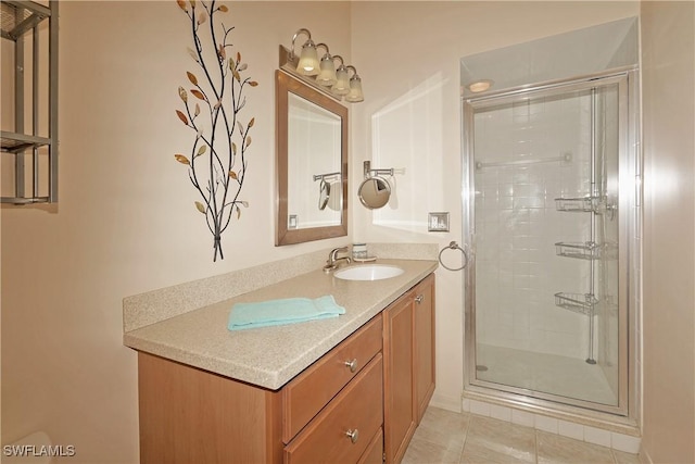 20700 Country Creek Dr Unit 823, Estero, FL 33928 - full bathroom with tile patterned flooring, a shower stall, and vanity