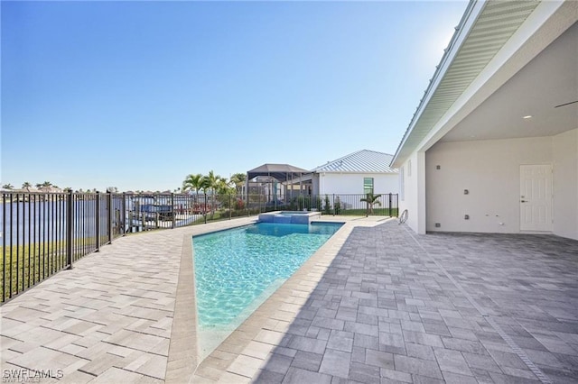 203 Old Burnt Store Rd S, Cape Coral, FL 33991 - view of pool with a patio area, a pool with connected hot tub, and fence