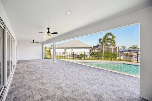 203 Old Burnt Store Rd S, Cape Coral, FL 33991 - exterior space with ceiling fan, fence, and a fenced in pool