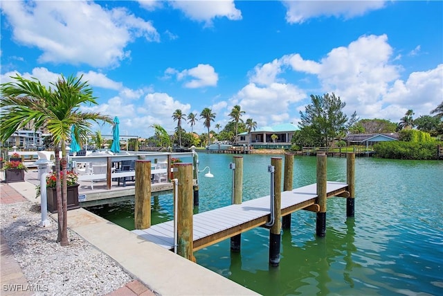 dock area featuring a water view