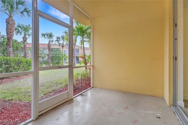 view of unfurnished sunroom