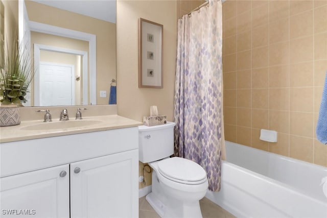 14561 Bellino Ter Unit 101, Bonita Springs, FL 34135 - full bath with toilet, shower / bath combination with curtain, tile patterned flooring, and vanity