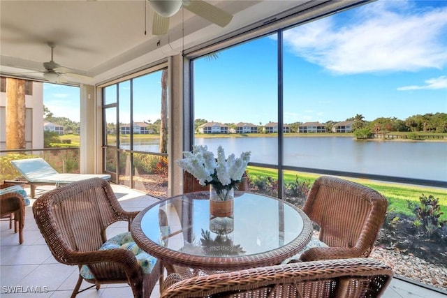 14561 Bellino Ter Unit 101, Bonita Springs, FL 34135 - sunroom with a water view, tile patterned floors, and a wall of windows