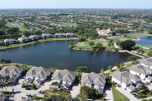 14561 Bellino Ter Unit 101, Bonita Springs, FL 34135 - aerial view with view of golf course, a residential view, and a water view