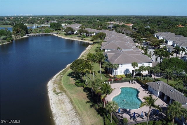14561 Bellino Ter Unit 101, Bonita Springs, FL 34135 - drone / aerial view featuring a water view and a residential view