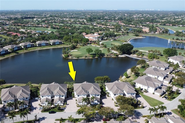 14561 Bellino Ter Unit 101, Bonita Springs, FL 34135 - aerial view with view of golf course, a residential view, and a water view