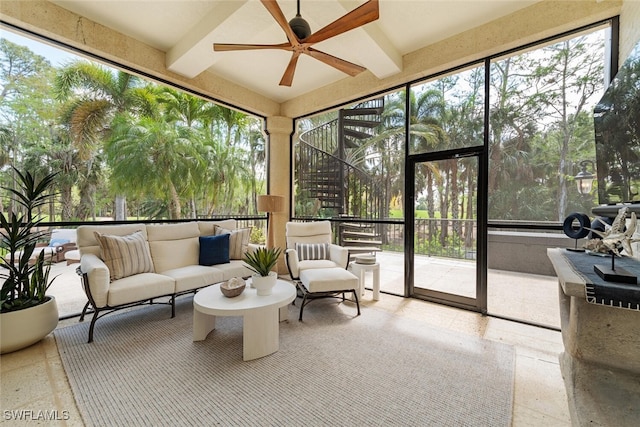 4300 Brynwood Dr, Naples, FL 34119 - sunroom featuring plenty of natural light, an outdoor hangout area, and ceiling fan