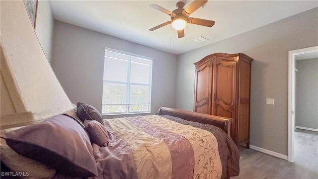 14512 Abaco Lakes Dr Unit 103, Fort Myers, FL 33908 - bedroom featuring baseboards, visible vents, a ceiling fan, and light colored carpet