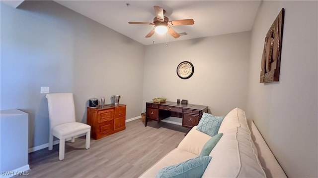 14512 Abaco Lakes Dr Unit 103, Fort Myers, FL 33908 - sitting room featuring light wood finished floors, baseboards, and ceiling fan