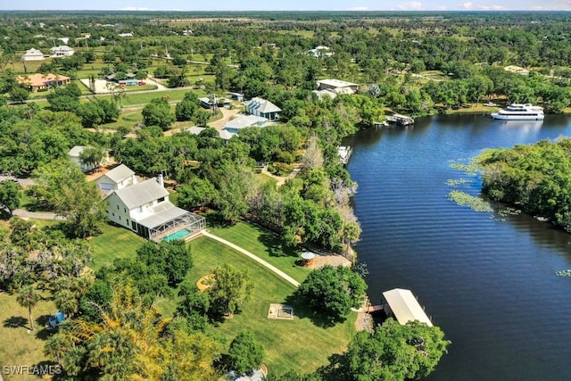 17150 Scout Camp Rd, Alva, FL 33920 - aerial view with a water view and a view of trees