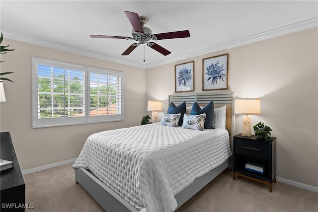 11476 Quail Village Way, Naples, FL 34119 - carpeted bedroom with crown molding and ceiling fan
