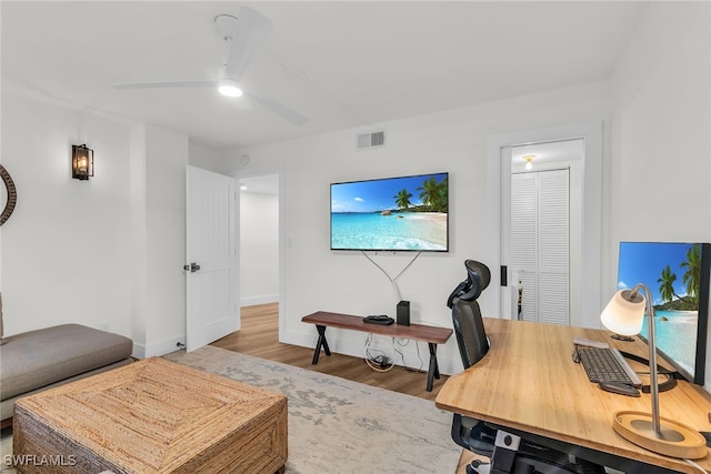 2401 Gulf Shore Blvd N Unit 13, Naples, FL 34103 - office space featuring wood finished floors, a ceiling fan, and baseboards