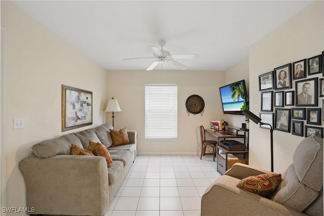 6103 Thresher Dr Unit 102, Naples, FL 34112 - living area featuring light tile patterned floors and ceiling fan