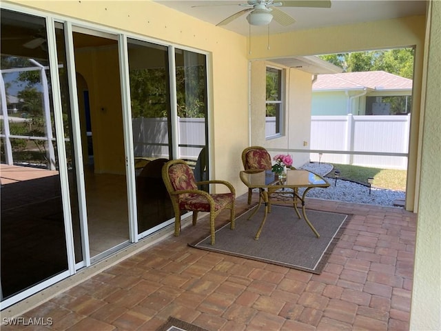 3817 NW 46th St, Cape Coral, FL 33993 - sunroom / solarium featuring ceiling fan and arched walkways