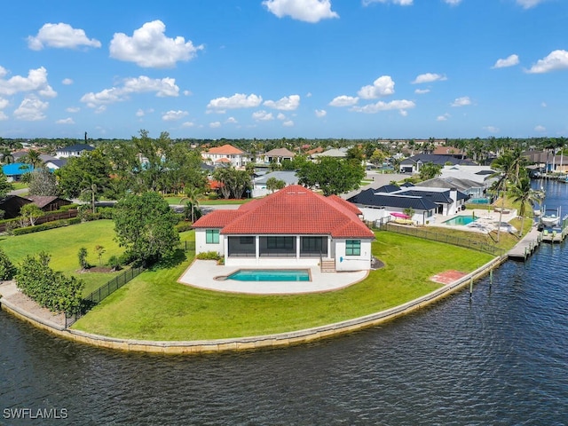 866 Cal Cove Dr, Fort Myers, FL 33919 - birds eye view of property featuring a water view and a residential view