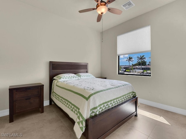 866 Cal Cove Dr, Fort Myers, FL 33919 - tiled bedroom featuring baseboards, a ceiling fan, and visible vents