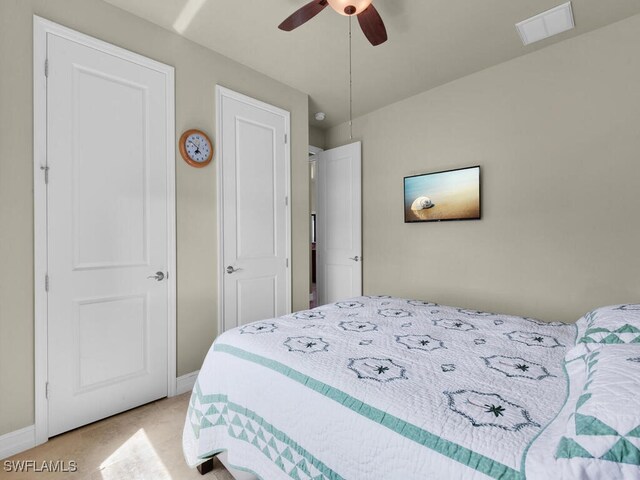 866 Cal Cove Dr, Fort Myers, FL 33919 - bedroom featuring visible vents, baseboards, and ceiling fan