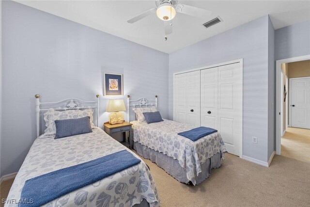 14543 Abaco Lakes Dr Unit 103, Fort Myers, FL 33908 - carpeted bedroom with a closet, baseboards, and a ceiling fan
