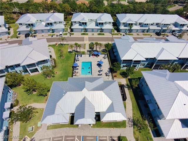 drone / aerial view with a residential view