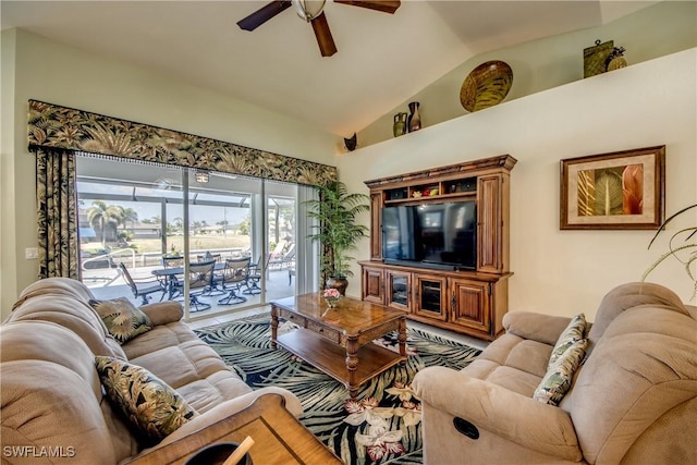 3914 SW 17th Ave, Cape Coral, FL 33914 - living area featuring lofted ceiling and ceiling fan