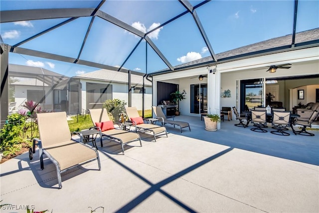 3914 SW 17th Ave, Cape Coral, FL 33914 - view of patio with glass enclosure and ceiling fan