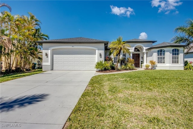 3914 SW 17th Ave, Cape Coral, FL 33914 - view of front of home featuring a front yard, stucco siding, a garage, and concrete driveway