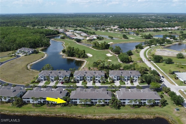 16580 Goldenrod Ln Unit 103, Alva, FL 33920 - bird's eye view with a residential view, a water view, and a wooded view