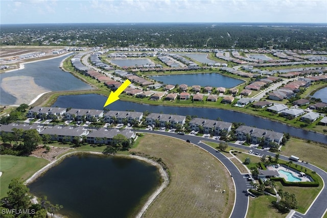 16580 Goldenrod Ln Unit 103, Alva, FL 33920 - bird's eye view with a water view and a residential view