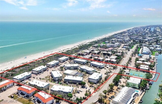 827 E Gulf Dr Unit K8, Sanibel, FL 33957 - bird's eye view featuring a water view and a view of the beach