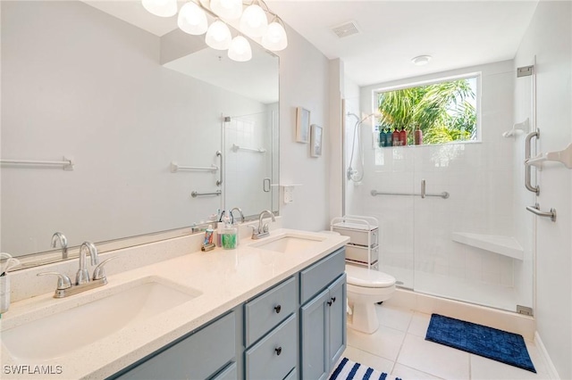 9150 Southmont Cv Unit 203, Fort Myers, FL 33908 - full bathroom featuring a stall shower, toilet, tile patterned flooring, and a sink
