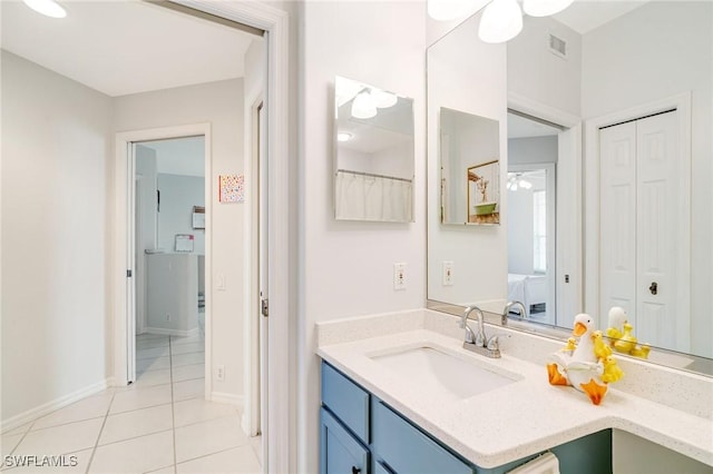 9150 Southmont Cv Unit 203, Fort Myers, FL 33908 - full bath with tile patterned floors, vanity, baseboards, and visible vents