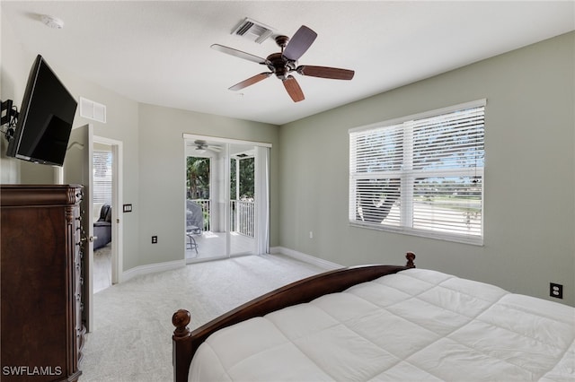 11991 Champions Green Way Unit 608, Fort Myers, FL 33913 - carpeted bedroom featuring access to outside, baseboards, and a ceiling fan