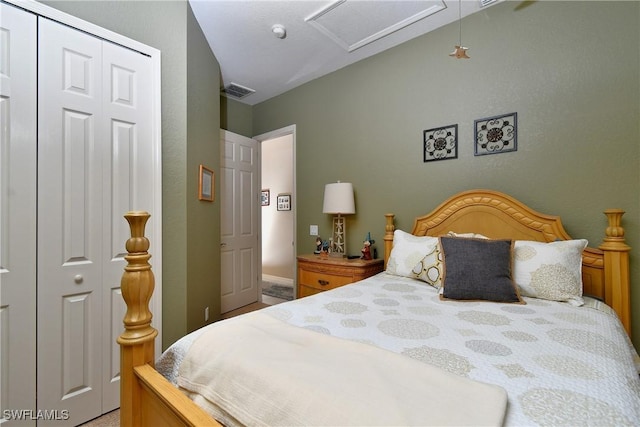 24342 Saragossa Ln, Punta Gorda, FL 33955 - bedroom with a closet, attic access, and visible vents