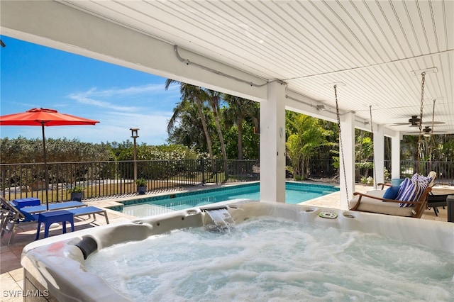 5773 Sanibel Captiva Rd, Sanibel, FL 33957 - view of pool with fence and ceiling fan