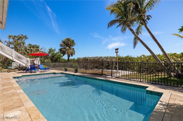 5773 Sanibel Captiva Rd, Sanibel, FL 33957 - view of pool featuring fence, a patio area, a fenced in pool, and stairs